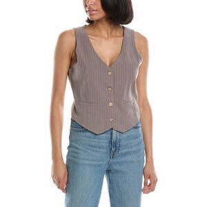 Destinaire Womens  Linen-Blend Vest, Brown